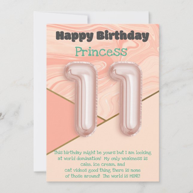 Chicas de once años Tarjeta de cumpleaños feliz (Anverso)