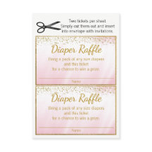 Chicas de oro rosado Diaper Raffle Tickets