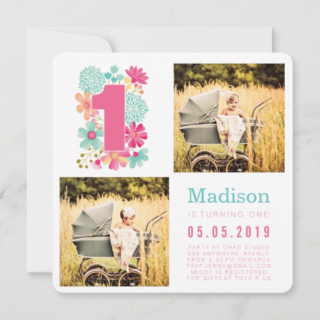 Chicas de Pastel Floral Tarjetas fotográficas de p (Anverso)