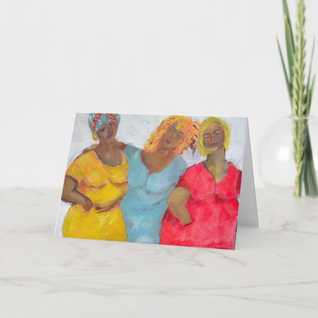 Chicas de tarjetas de notas divirtiéndose (Anverso)