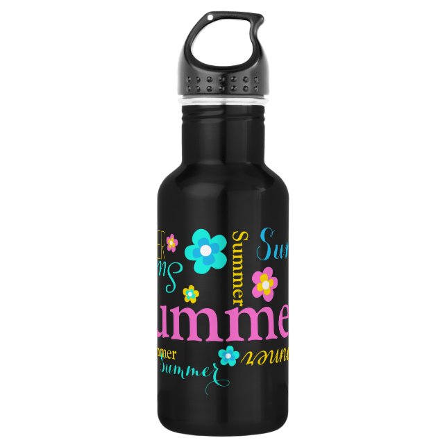 Chicas de texto y flores llaman botella de agua de (Anverso)