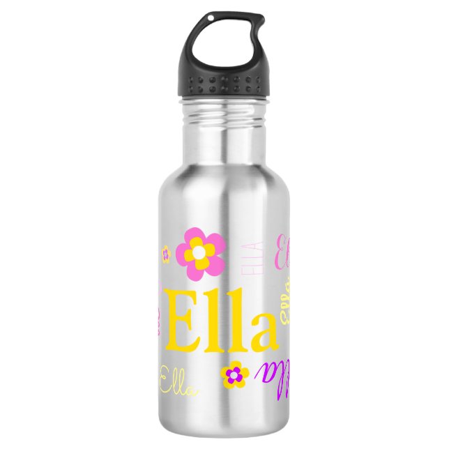 Chicas de texto y flores llaman botella de agua El (Anverso)