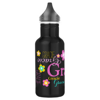 Chicas de texto y flores llaman botella de agua Gr