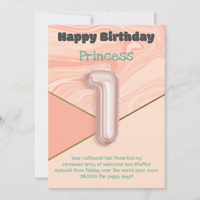 Chicas de un año tarjeta de cumpleaños feliz (Anverso)