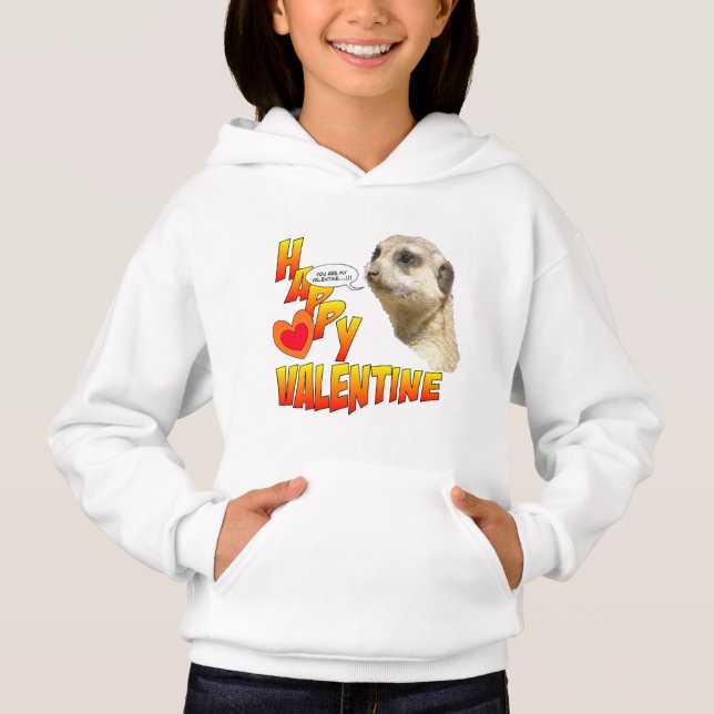 Chicas de Valentines Meerkat Pullover Hoodie (Anverso)