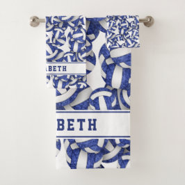 chicas de voleibol universitario con nombre azul