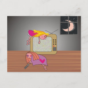 Chicas del fiesta de pijama y postales durmientes