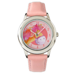 Chicas divertidos pony arte reloj de pulsera rosa