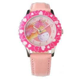Chicas divertidos pony arte reloj de pulsera rosa