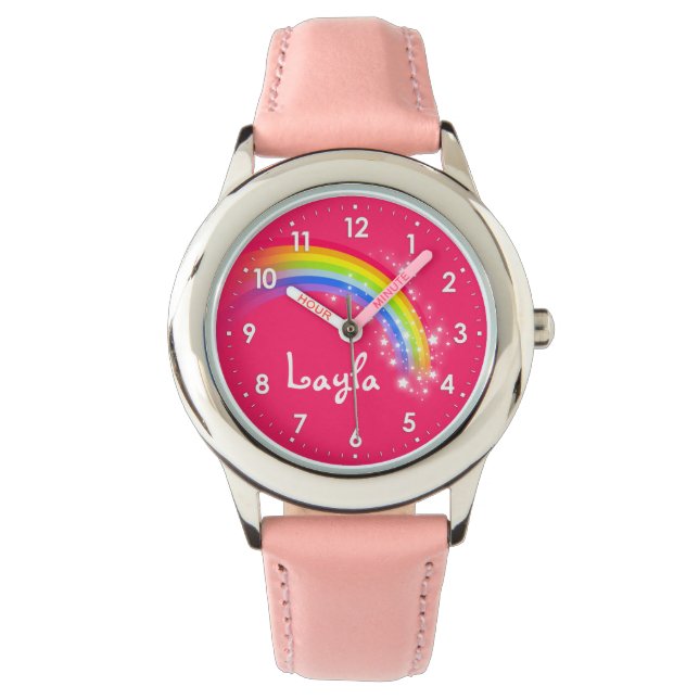 Chicas divertidos reloj de pulsera de nombre rosad (Anverso)