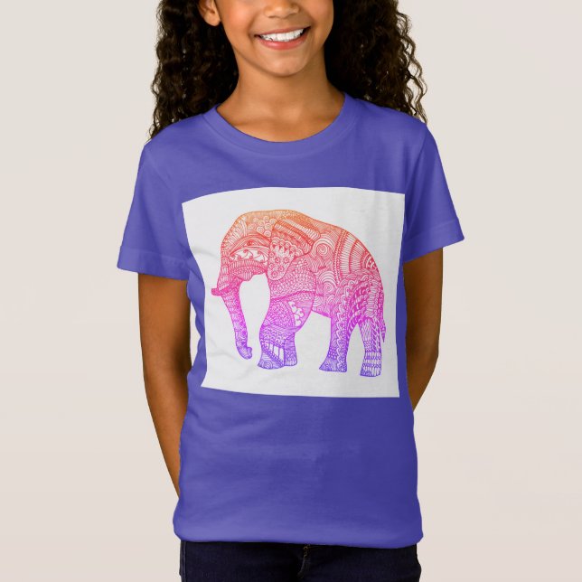 Chicas educados marcan camiseta de elefante (Anverso)
