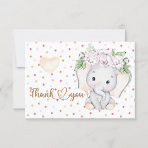 Chicas elefante ducha bebé tarjeta de agradecimien