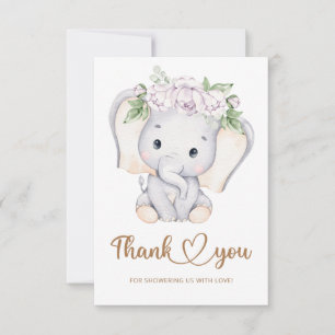 Chicas elefante ducha bebé tarjeta de agradecimien