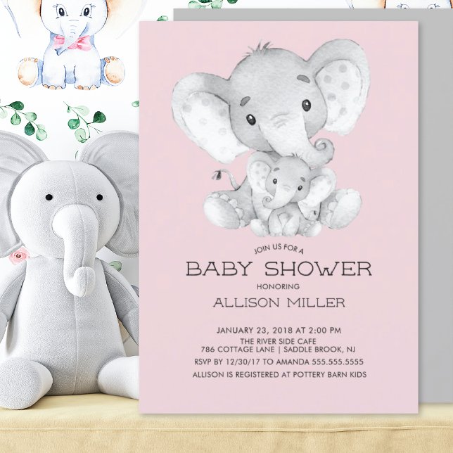 Chicas elefantes bebé Invitación a ducha (Subido por el creador)