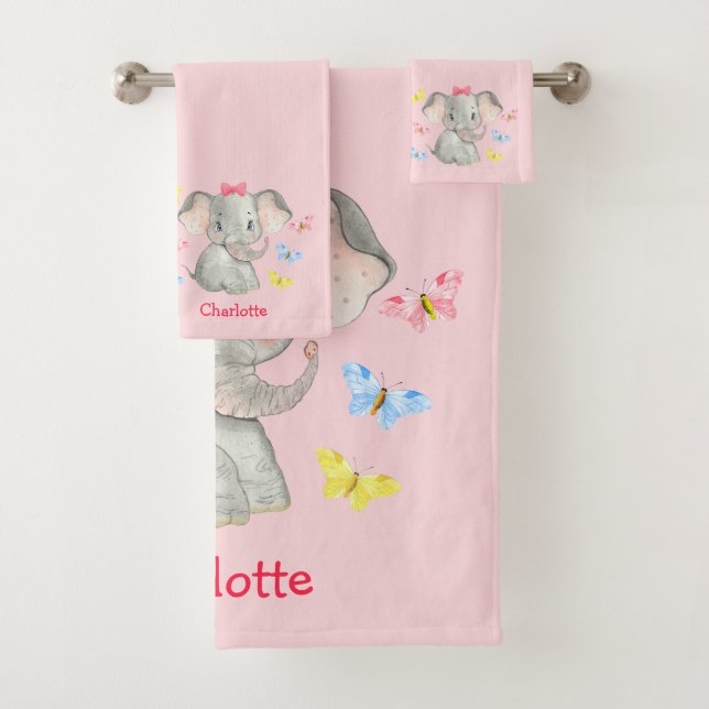 Chicas elefantes bebés rosados personalizados   (In situ)