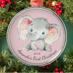 Chicas elefantes cutáneos primer adorno navideño