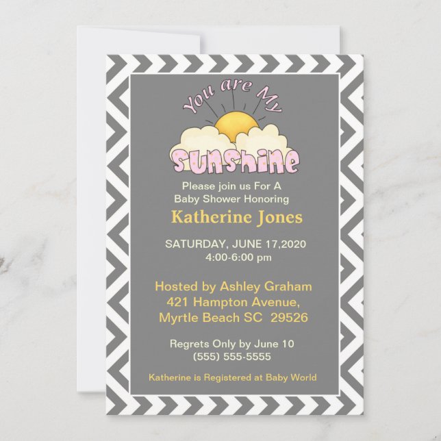 Chicas Eres Mi Invitación Sunshine Baby Shower (Anverso)