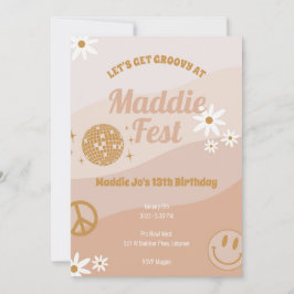 Chicas Festival Groovy Vibes Invitación al cumplea