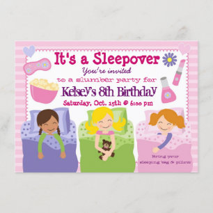 Chicas Fiesta Sleepover Pajama Invitación
