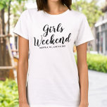 Chicas Fin de Semana Away Camiseta Personalizado F<br><div class="desc">La camiseta perfecta para celebrar a tus chicas/damas de fin de semana. Ya sea que estés celebrando un cumpleaños, planeando una mini reunión, una despedida de soltera o simplemente pasando el rato con tus amigos chicas, esta camisa preparará el escenario para el mejor fin de semana/viaje de la historia. Personalice...</div>