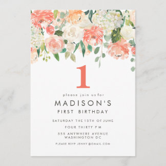 Chicas florales con pintura suave Invitación de cu