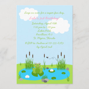 Chicas Froggie Pond 5x7 Invitación