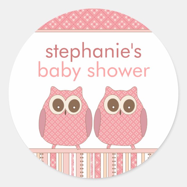 Chicas gemelos Bebés Lechuzas Pegatinas de ducha p (Anverso)