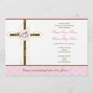 Chicas gemelos Christening/Baptism Invitación