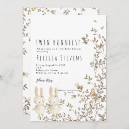 chicas gemelos conejito flor silvestre invitación
