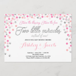 Chicas gemelos de invitaciones a Baby Shower: rosa