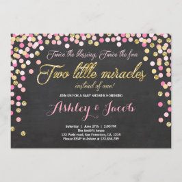 Chicas gemelos de invitaciones a Baby Shower Rosa 