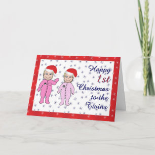 Chicas gemelos Feliz Navidad