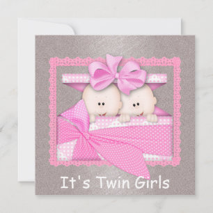 Chicas gemelos PINK Baby Shower Invitaciones