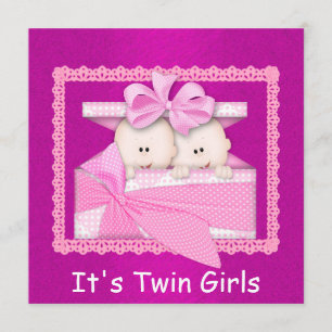 Chicas gemelos PINK Invitaciones a la ducha bebé
