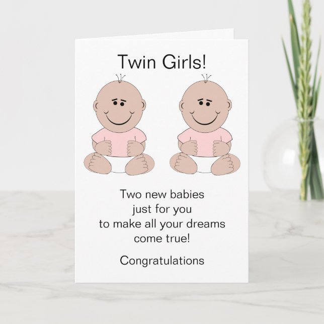 Chicas gemelos recién nacidos tarjeta de bebé (Anverso)