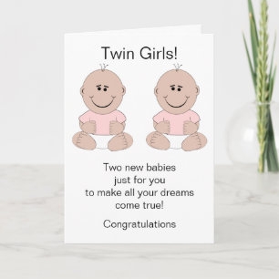 Chicas gemelos recién nacidos tarjeta de bebé