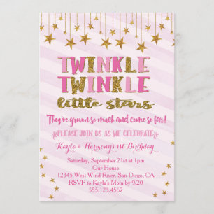 Chicas gemelos Twinkle Twinkle Invitación a la Est