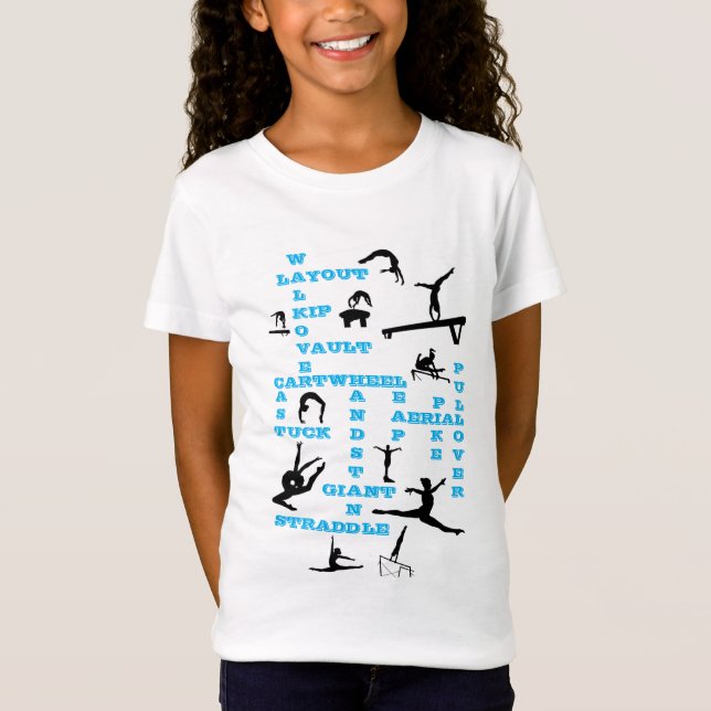 Chicas Gimnasia Habilidades Corbata Azul camiseta (Anverso)