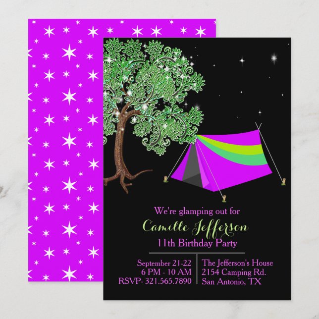 Chicas glamentan invitación de cumpleaños (Anverso / Reverso)