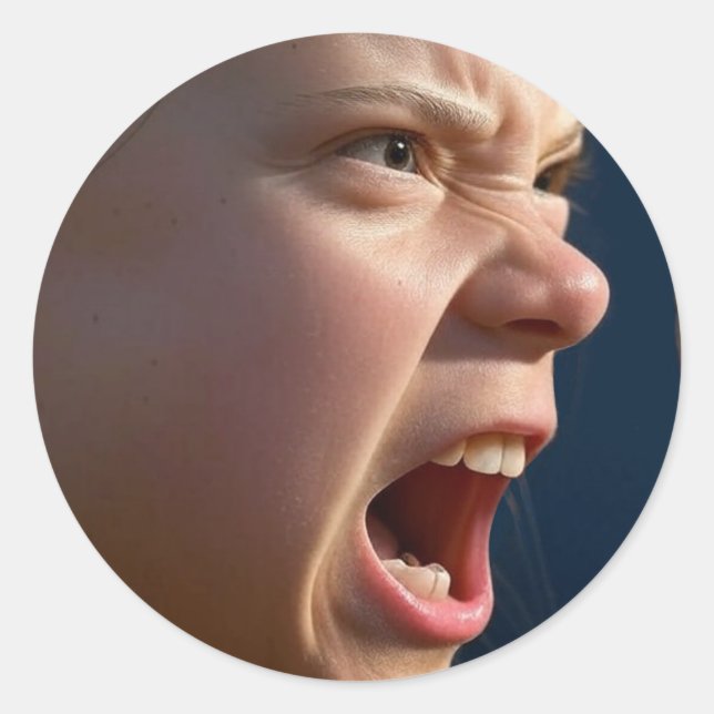 Chicas grandes pegatinas redondos gritando (Anverso)