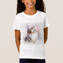 Chicas grises de la camiseta del gato de Tabby
