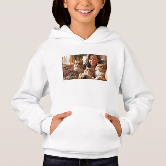 Chicas Hoodie - "Estoy Puramente Feliz Con Mis Gat (Anverso)