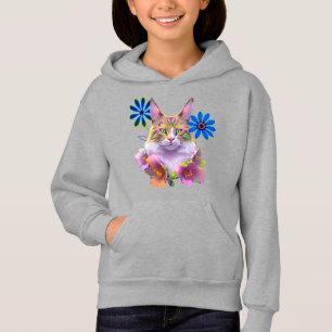 Chicas Hoodies & Sweatshirts Un gato y flores