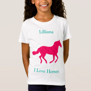 Chicas "I love Horses" Camiseta Rosa de Caballo