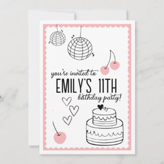Chicas Invitación de cumpleaños rosa