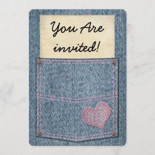 Chicas Jeans Pocket Party Invitaciones