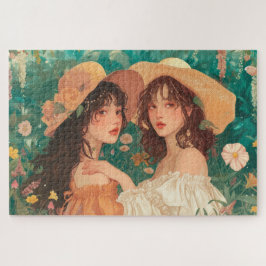 Chicas Jigsaw Puzzle Fiesta Jardín