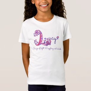 Chicas L camiseta conocida de Lucy del monograma