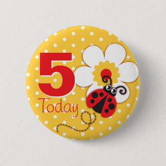Chicas Ladybug cumpleaños 5 hoy botón amarillo