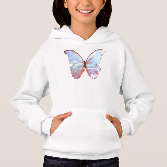 Chicas mariposa azul Hoodie (Anverso)